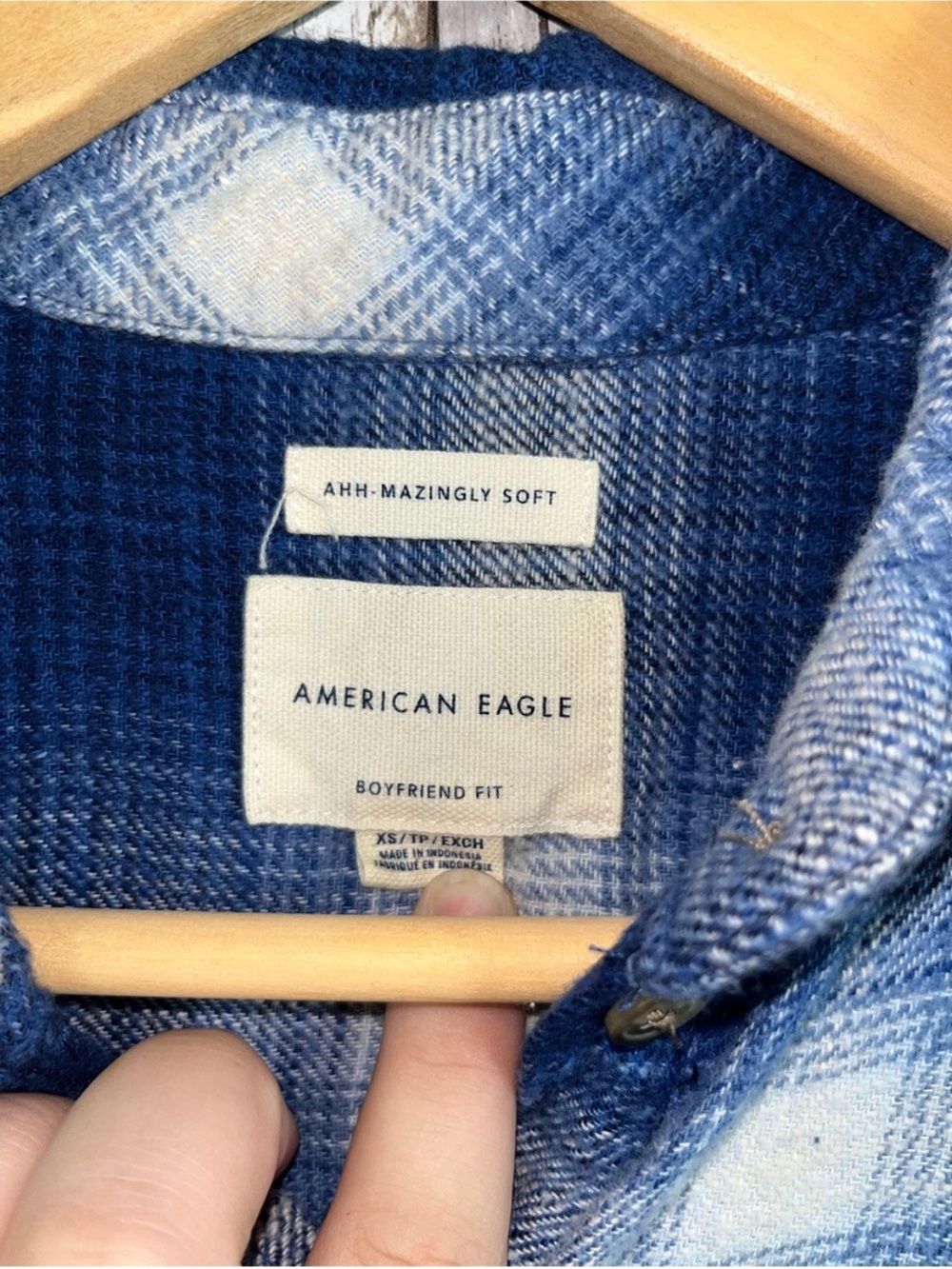 American Eagle Ahh Mazingly Soft Plaid Flannel Shirt XS Boyfriend Fit - Picture 4 of 4
